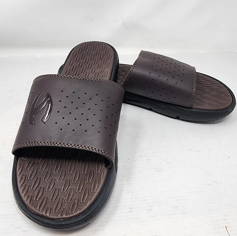 New Men's Brown Slides Sandals Slip on Beach‎ Shoes Flip Flops Men's Size 12.5